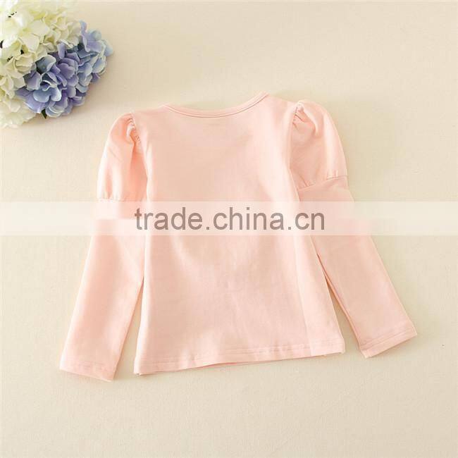 Factory in-stocj supply embroidered undershirts solid colors long sleeves girl undershirt MOQ 5pcs