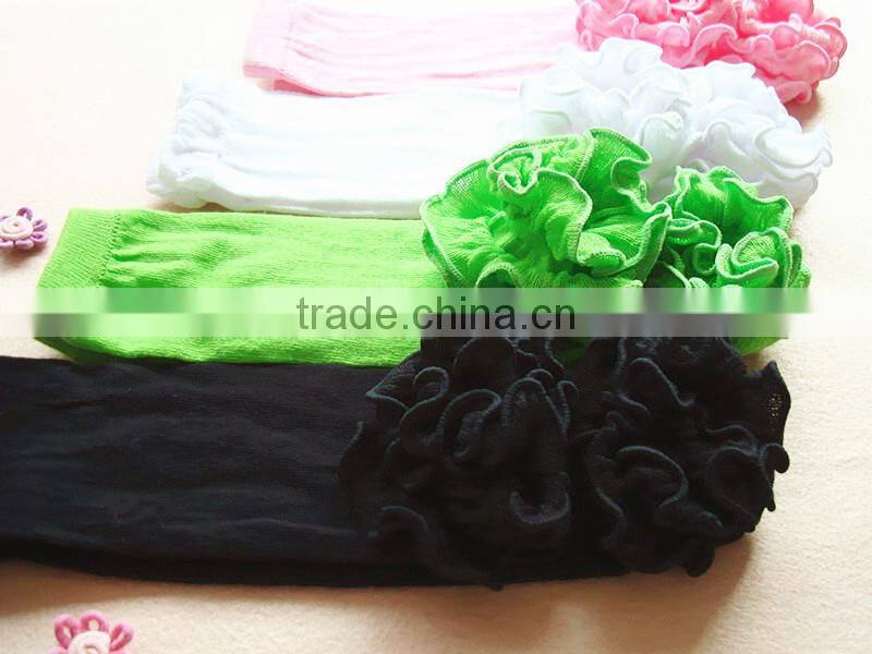 Plain cotton baby leg warmers with ruffle girls winter clothing ruffle leggings