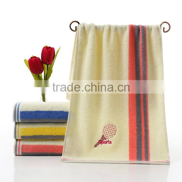 Dobby border emboridered logo yarn color dyed sports towel