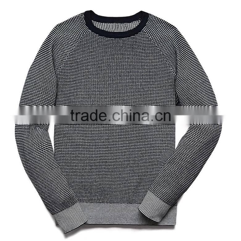 raglan long sleeve rib knit black neckline cotton sweater mens striped pullover