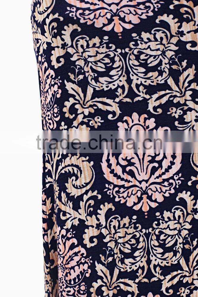 PLUS SIZE CLOTHING NAVY BEIGE PINK DAMASK PRINTED MATERNITY MAXI SKIRT