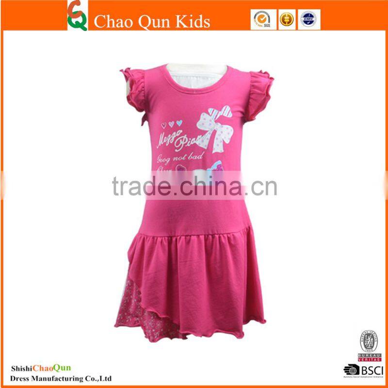 Latest summer custom designs flower printing net fomal kids dresses