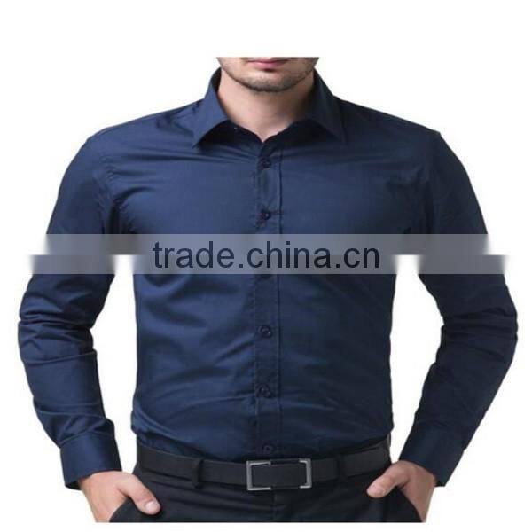 2016 new wholesale plain color slim fit long sleeve custom men's formal dress shirt