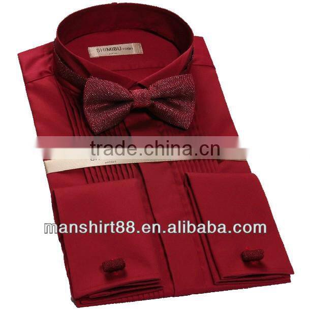 100% cotton high quality wing-tip collar french cuff 1/4" pleats tuxedo hirts for men