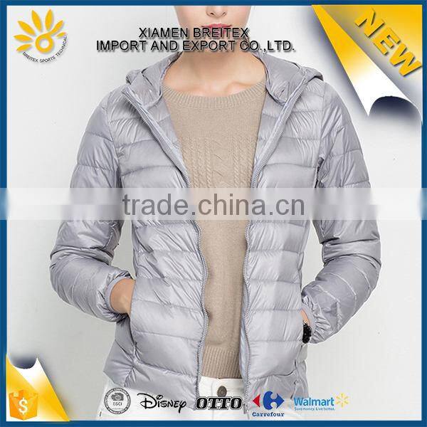OEM custom nylon windproof ultralight women winter down jacket