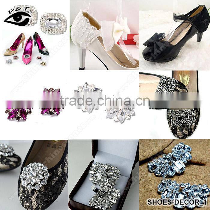 Flower shaped rhinestone ornaments for ladies high heel accessories shoe accessories with Metal Clip Jewelry Accessories