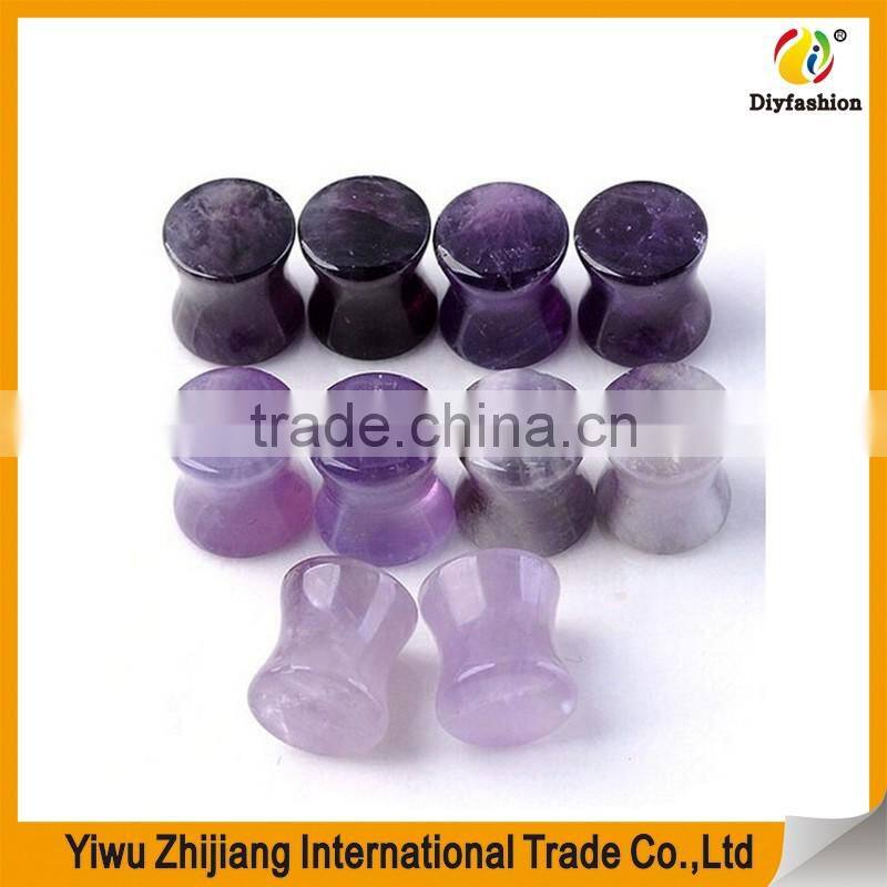Natural Stone Amethyst Green Aventurine Hematite Howlite Turquoise Double Flared Saddle Plug Gauge Ear Stretchers