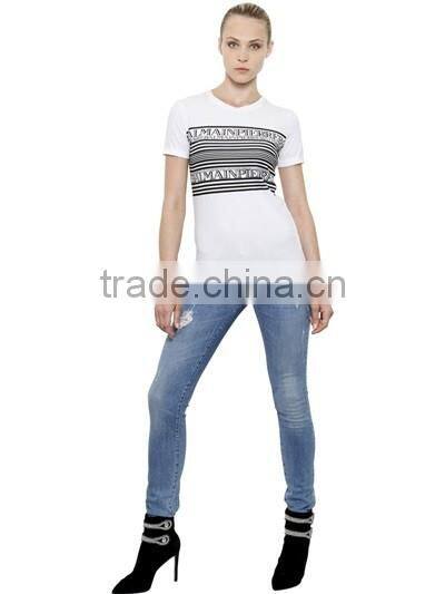 OEM China Manufacturer Silk Screen Printing White T-Shirts For Women,Girls Short Sleeve Slim Cotton T Shirts