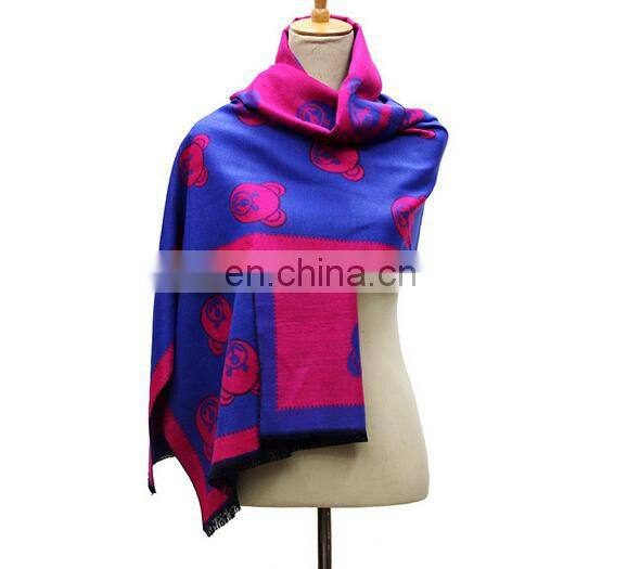 Fashion Wholesale New Arrival Women Winter Carton Design Bear Cashmere Scarf