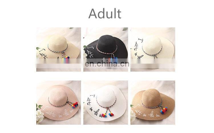 Parrel Truck Parent-Offspring Straw Hat Large Eaves Sunscreen Beach Hat