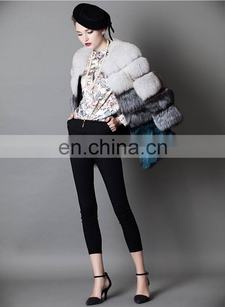 2016 Top Grade Elegant Luxury Winter Warm Real Fox Fur Coat Jacket