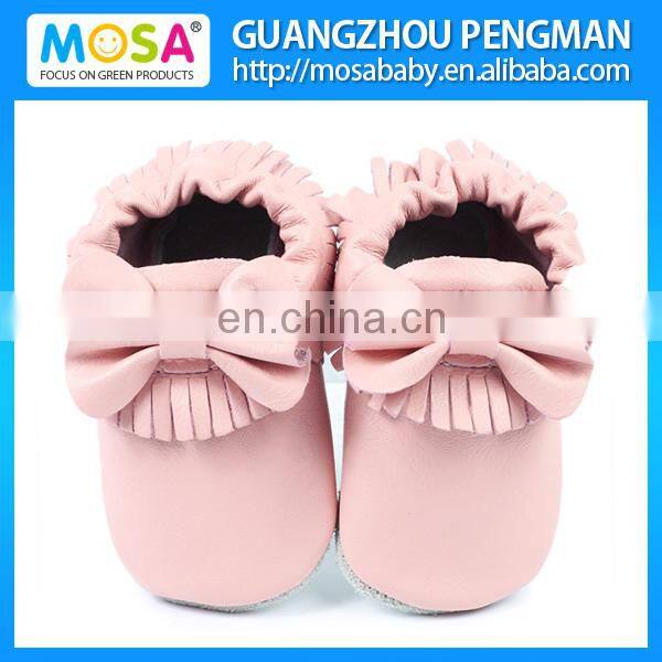 Black Toddler Tassel Genuine Leather Shoes for Baby