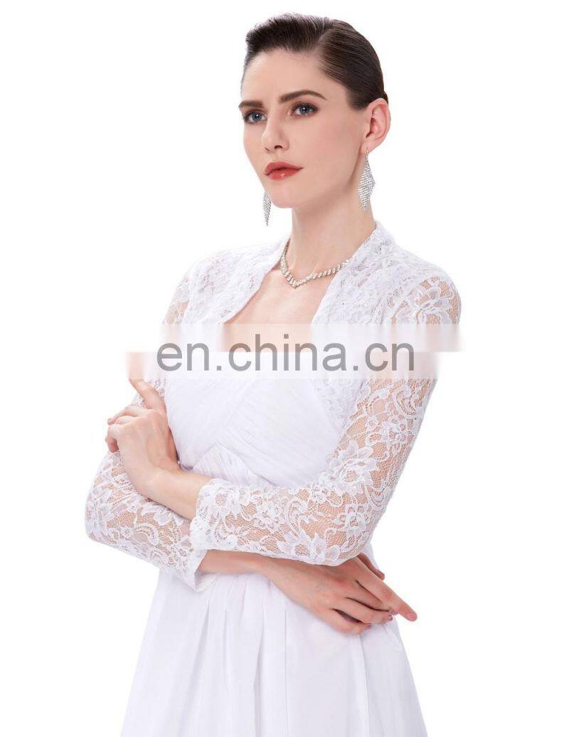 Belle Poque Womens Long Sleeve Cropped Black Lace Shrug Bolero BP000339-1