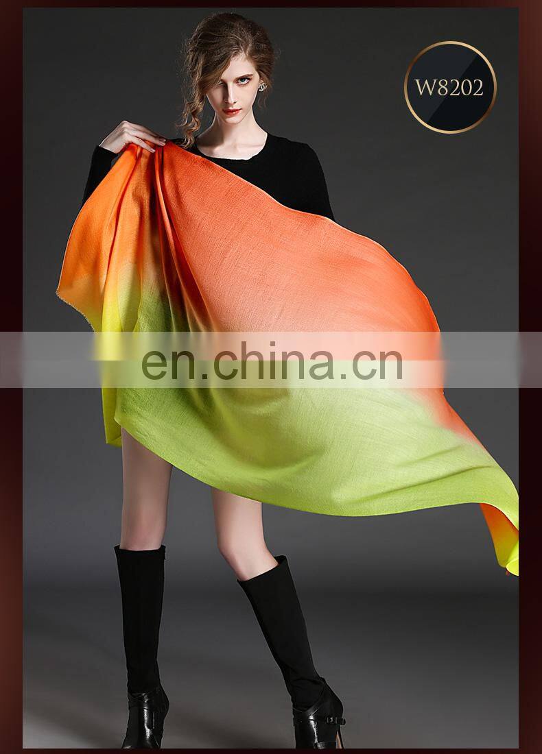 Winter scarf 100% wool gradient lady scarf wholesale scarf orange