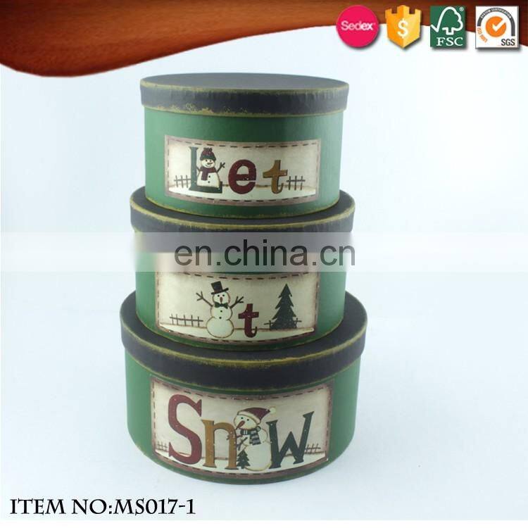 2016 winter cardboard candy round gift packaging box with lid