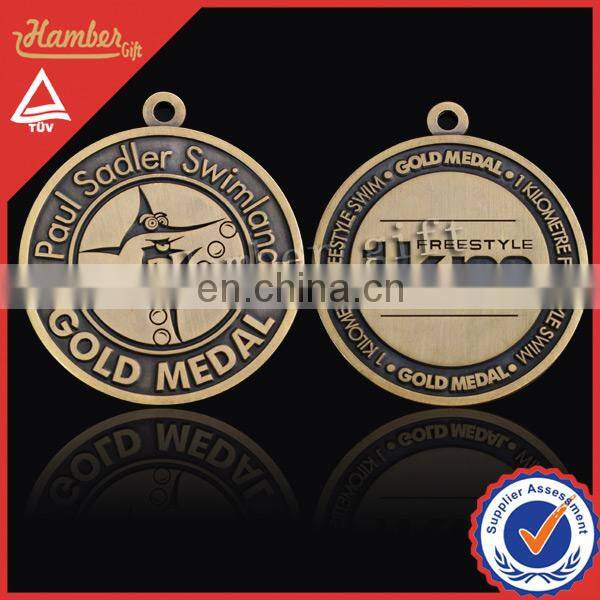 Die Struck Bronze Medal with ribbon for sports, decoration and souvenir