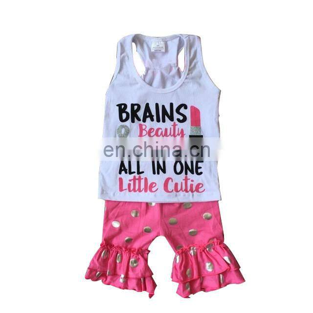 Cheap ruffle baby clothes newborn kids clothes baby girl cotton clothing boutique set