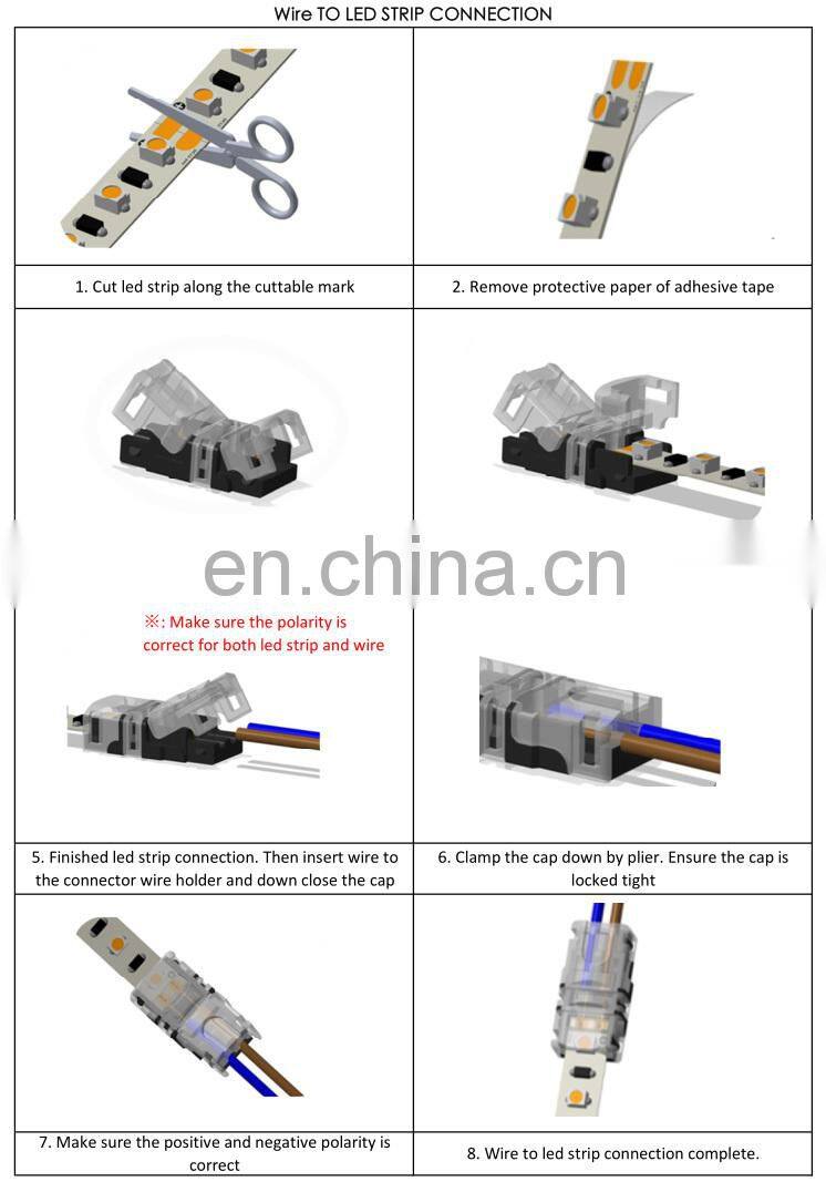 Quick connect 2pin 3pin 4pin led strip light connector for 5050 3528 2835 5630 2216 led strip