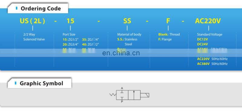 US(2L)-15 1/2" 2/2Way Steam Brass pneumatic solenoid valve