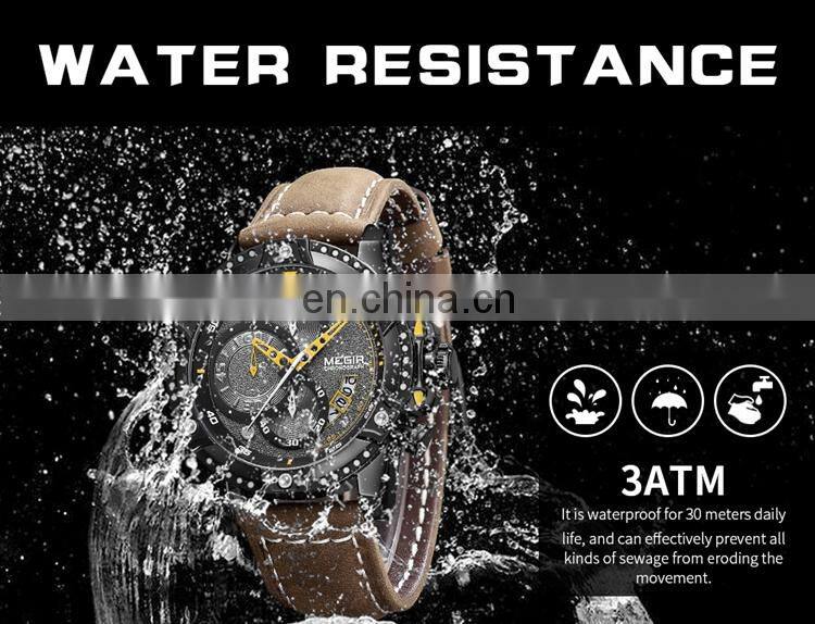 MEGIR 2130 Luxury Watches Online Fashionable Quartz Analogue Leather Band Waterproof Sport Men Wrist Watch