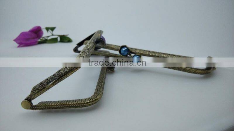 KINGSO 5PCS Retro Metal Frame Purse Coin Bag Kiss Clasp Lock DIY Craft 12.5*5.5 cm Assorted Lotus Bead