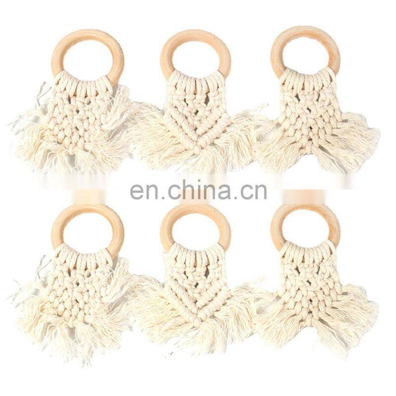 Table Decor Accessories Napkin Rings Wholesale Macrame Boho Dining Table Decoration Tassel Napkin Ring