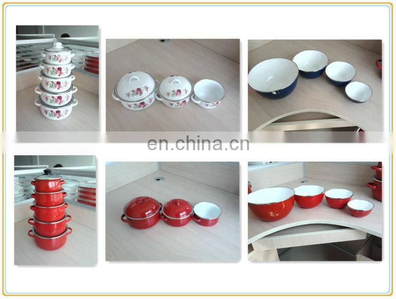 China enamel coated white 5pcs iron enamel cookware