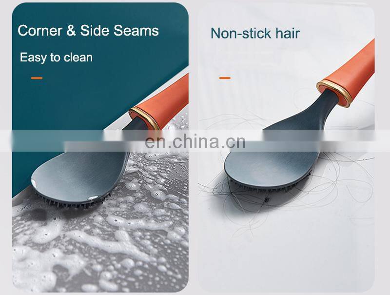 Silicone Toilet Brushes With Holder Set Wall-Mounted Long Handled Toilet Cleaning Brush Modern Hygienic Bathroom Accessories