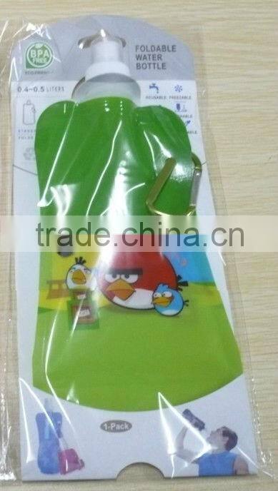 2015 kids foldable water bottle manufactured plastic water bottle with certification