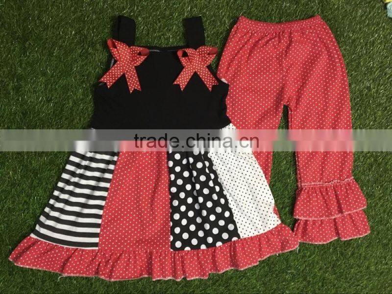 USA JULY 24th New Fashion Baby Girls Clothes Dots plus stripes bow children frocks designs
