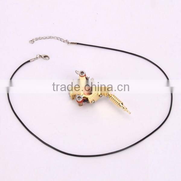 Trendy Golden/Silver Mini Toy Tattoo Machine prices Pendant with long Chain