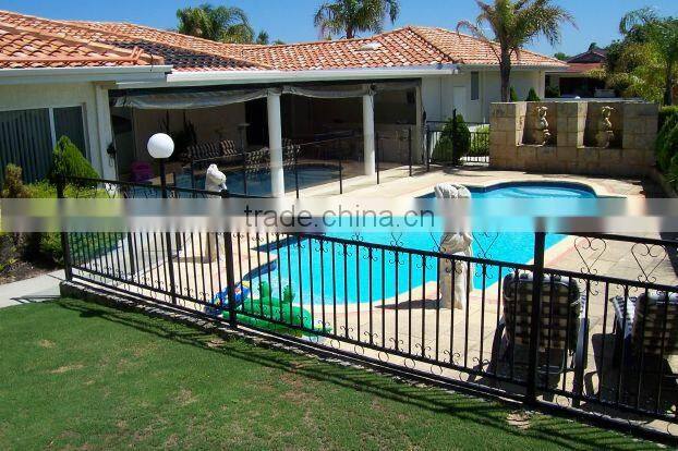 Powder coated flat top iron pool fencing