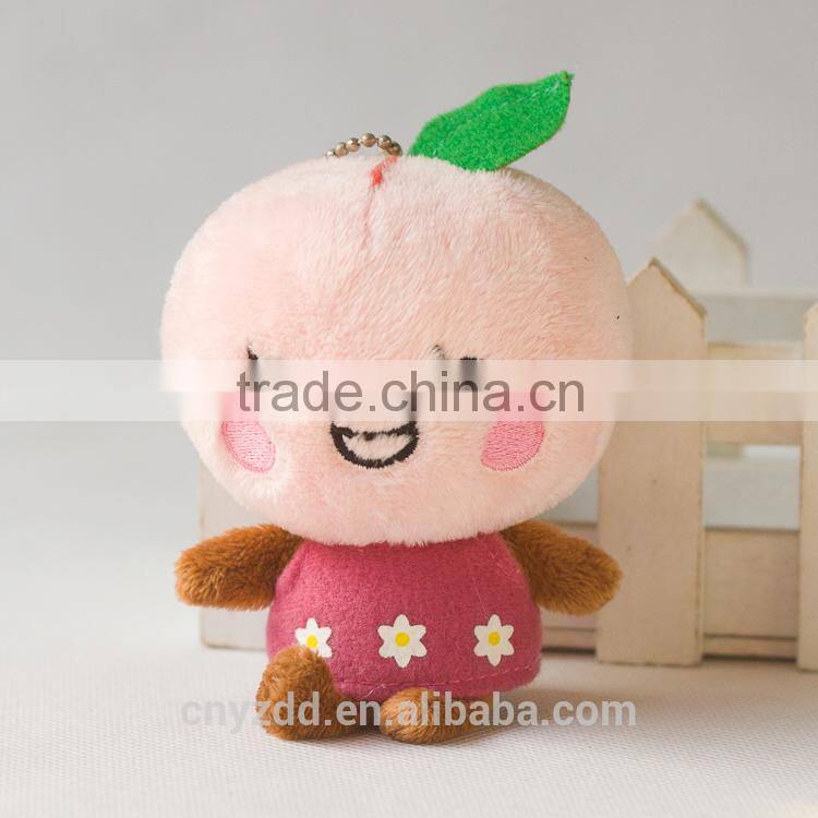 Wholesale Soft Keychain Manufctures in China/ Plush Fruit Keychain Pink Peach/ Soft Toy Mini Keychain Peach Doll