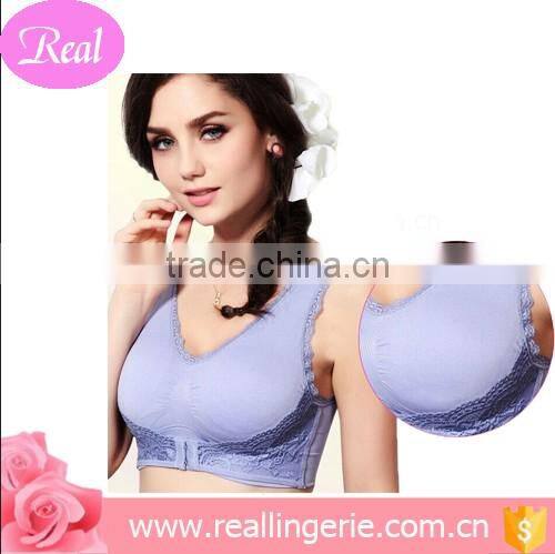 Fashion Front closure yoga sports bra /seamless lace bra