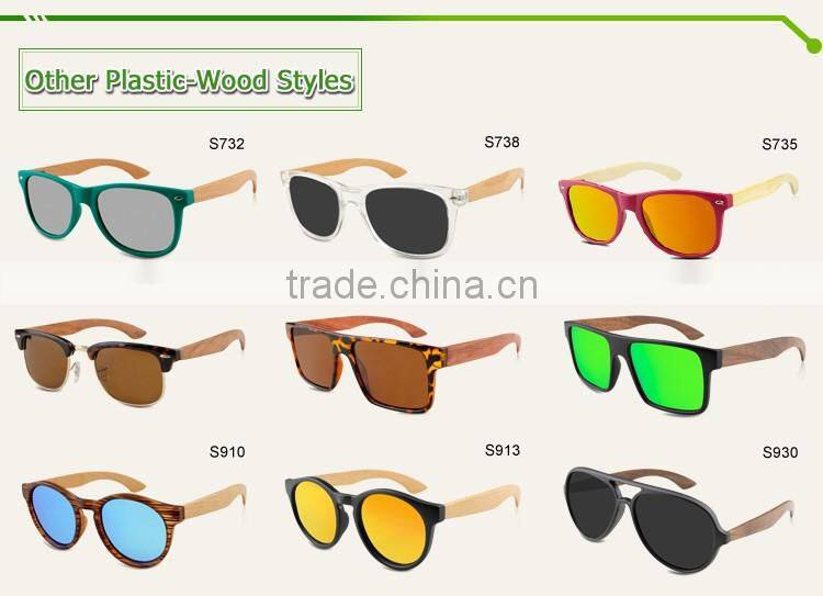 Plastic frame Bamboo arms sunglasses handmade, bamboo eyewear, bamboo sunglasses China