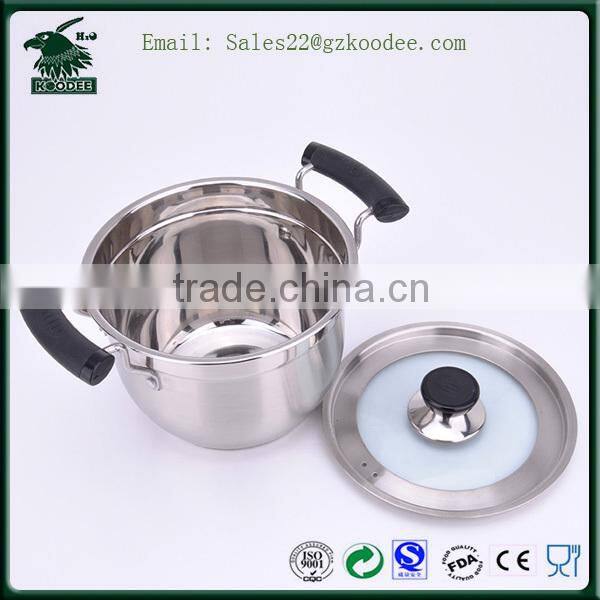 Stainless Steel cookware/ Cooker /cooking pots With Glass Lid and bakelite handle