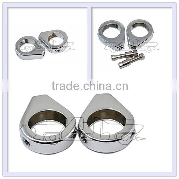 BJ-SL299-002 Chrome Turn Signal Indicator Relocation Fork Clamp for motorcycle 39mm fork tubes