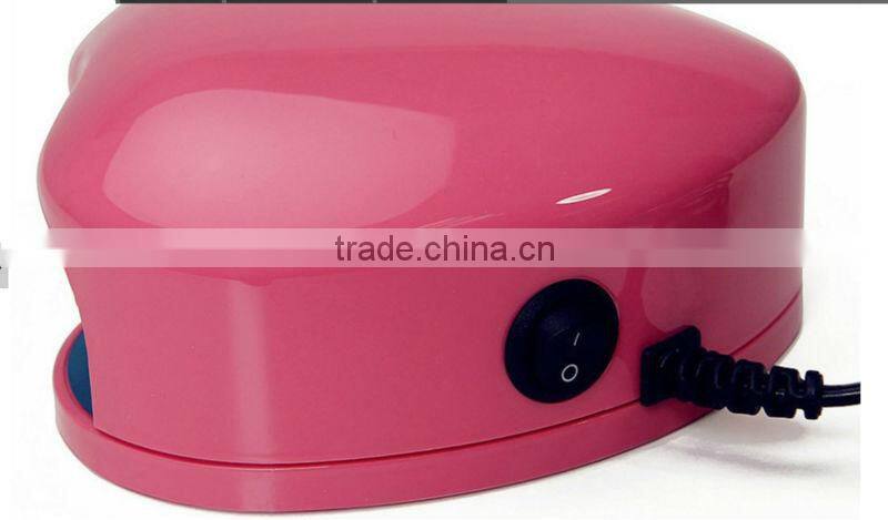 2014 New 220~240V EU Plug 3W LED Uv Lamp Nail Gel Polish Manicure Nail Dryer Mini Portable Heart Shap with CE certificated,