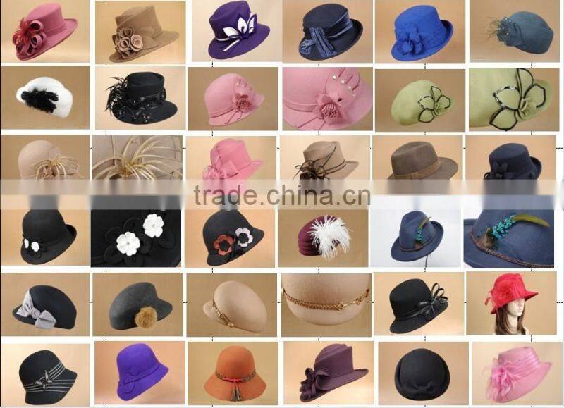wool felt hats with lace butterfly for kids