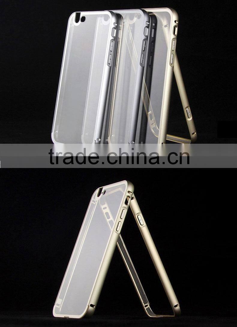 Transparent Acrylic Arc Back Cover with Multi Color Metal Bumper Cell Phone Cases for Iphone6 6plus