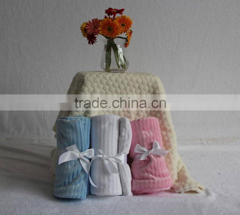 coral fleece blanket Throw solid line stripe BLANKET Baby Blanket