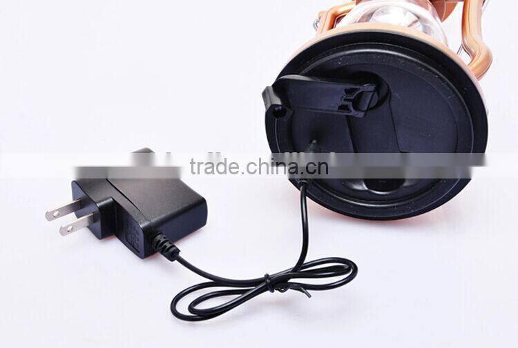 Rechargeable LED solar camping lamp with hand crank
