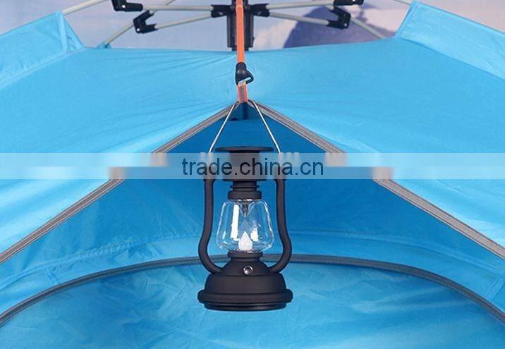 Rechargeable LED solar camping lamp with hand crank