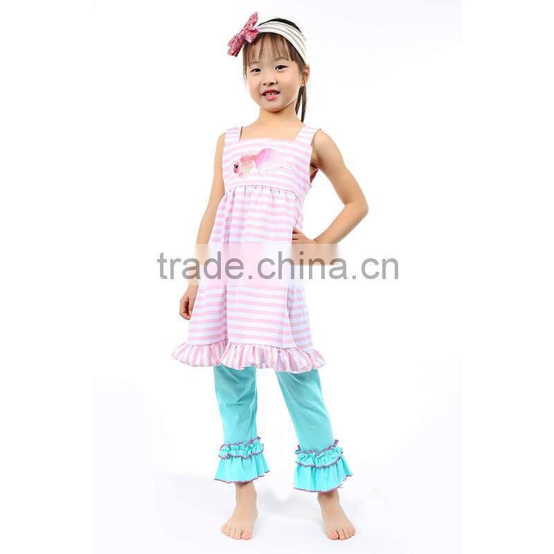 Wholesale boutique sweet girls solid candy color cotton clothes outfit
