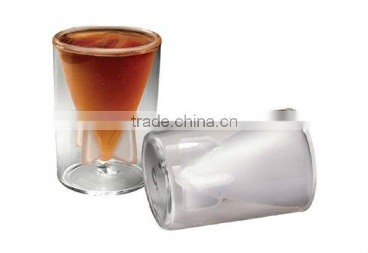 KC-00185 Double layers glass Creative designed 44ml missile shape double layers beer glass