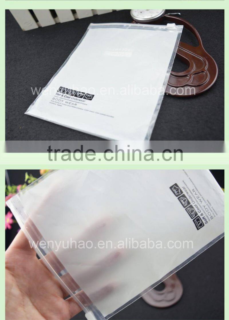 one side clear PE printed underwear slide zipper packing bag factory wholesale
