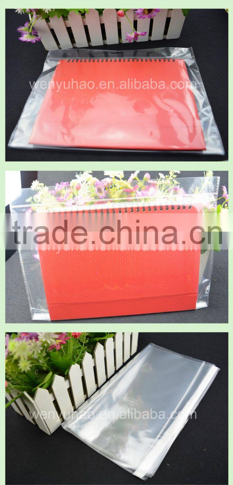 custom self adhesive plastic lamination header transparent gift packing bag