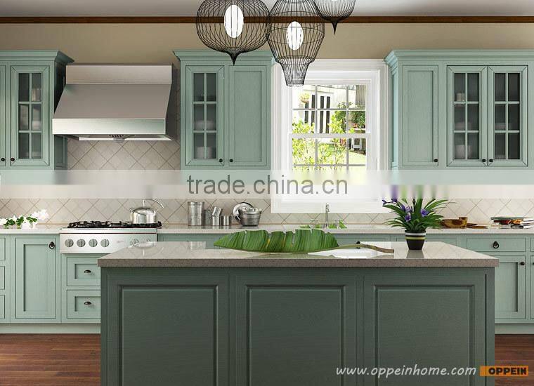 Indonesia Project Modern Style Light Green PVC Kitchen Cabinet