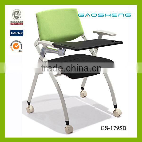 China wholesale metal conference folding chair with writing pad for office-1795D folding chair parts