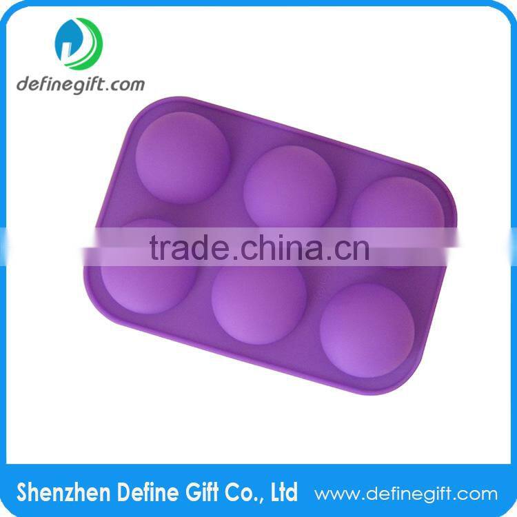 6 Hole Half Sphere Round Ball Shape Jelly Ice Candy Muffin Silicone Cupcake Mold